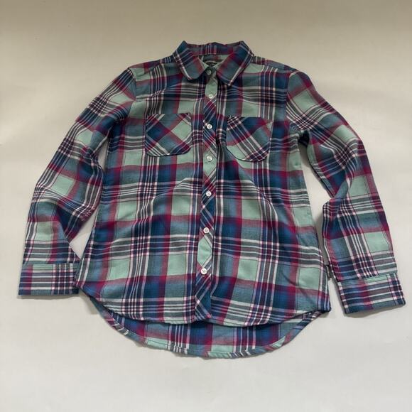 Lot of 2 Eddie Bauer Plaid Flannel Shirts Kids Girls Size Medium (10/12) Cowboy - Picture 2 of 9